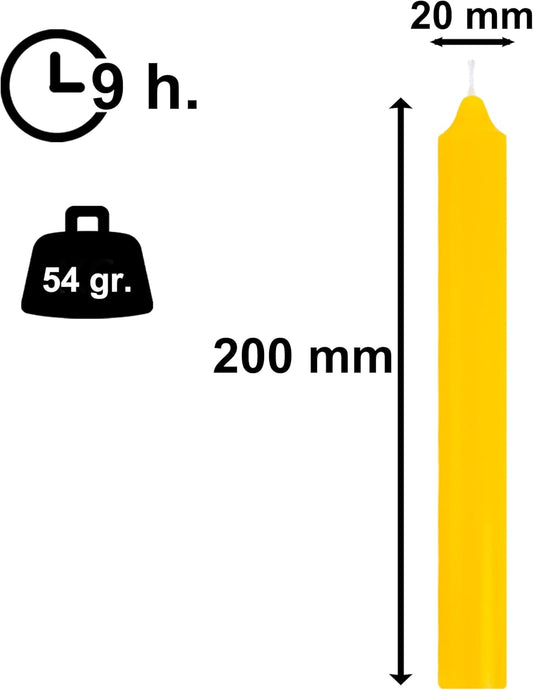 Bougies Citronelle de Chandelier Longues, Bougies Parfumées Citronelle 20x2cm - Lot 16 Bougies Citronelle