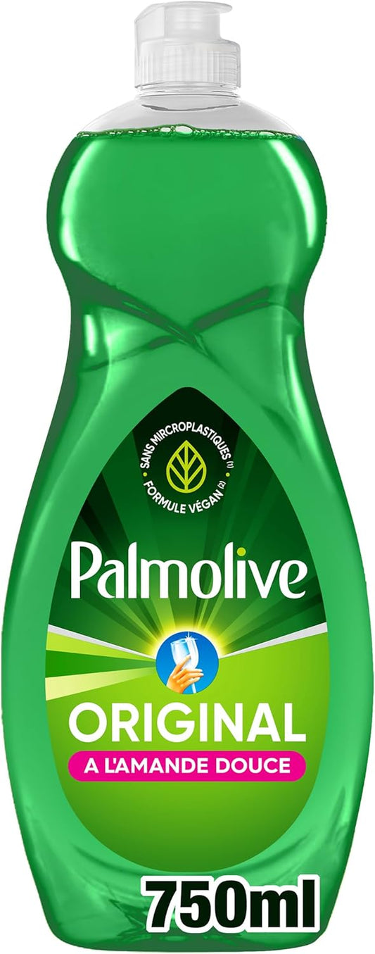 Liquide Vaisselle Palmolive Original à l'Amande Douce - Respectueux de la Peau - Produit Dégraissant Pour une Vaisselle Étincelante - Flacon 750